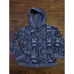 Patagonia Kids Fleece Hooded Jacket Fuzzy Cozy Full Zip Blue Size 4